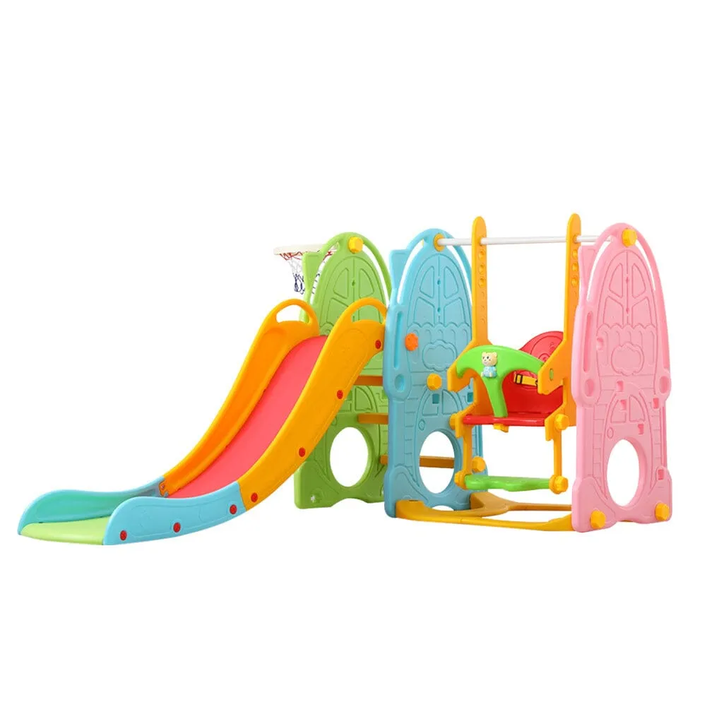 180cm D Colourful Toddler Swing and Slide Playset Indoor Outdoor