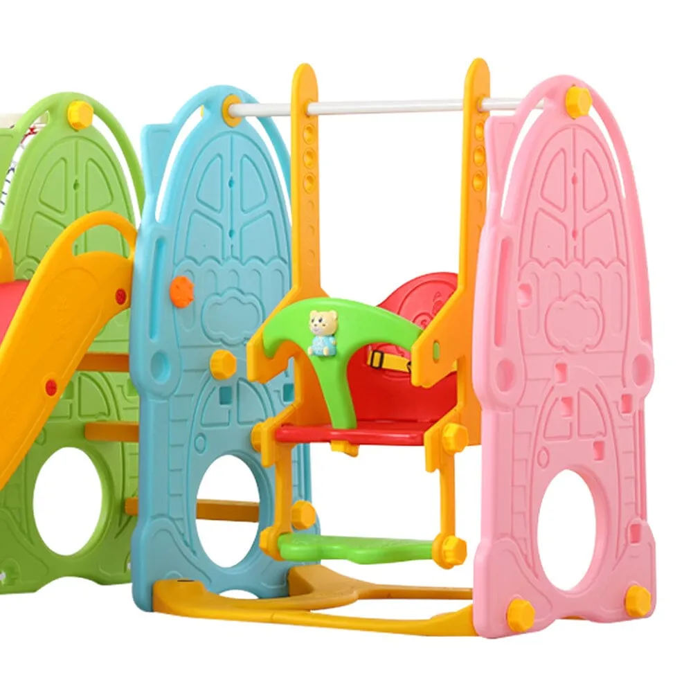 180cm D Colourful Toddler Swing and Slide Playset Indoor Outdoor