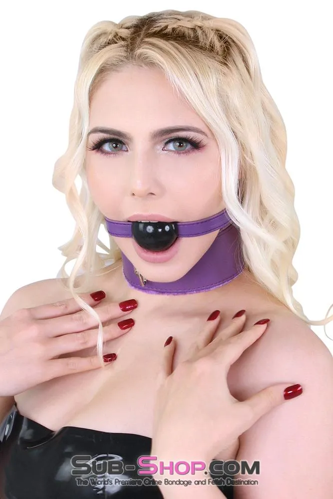 3810MQ      Purple Strap Beginner's Black Classic Ball Gag - MEGA Deal