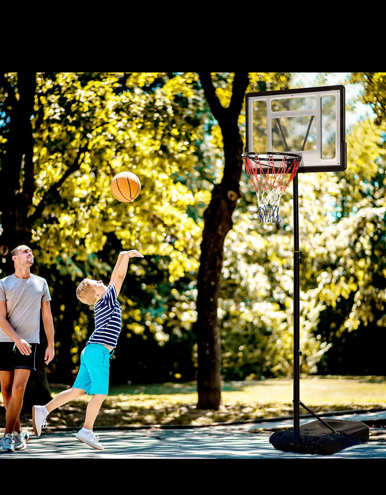 Adjustable 5-6.5 Feet Heavy Duty Basketball Hoop Net With Stand / Wheels For Kids | Age Group 3-12 Approx