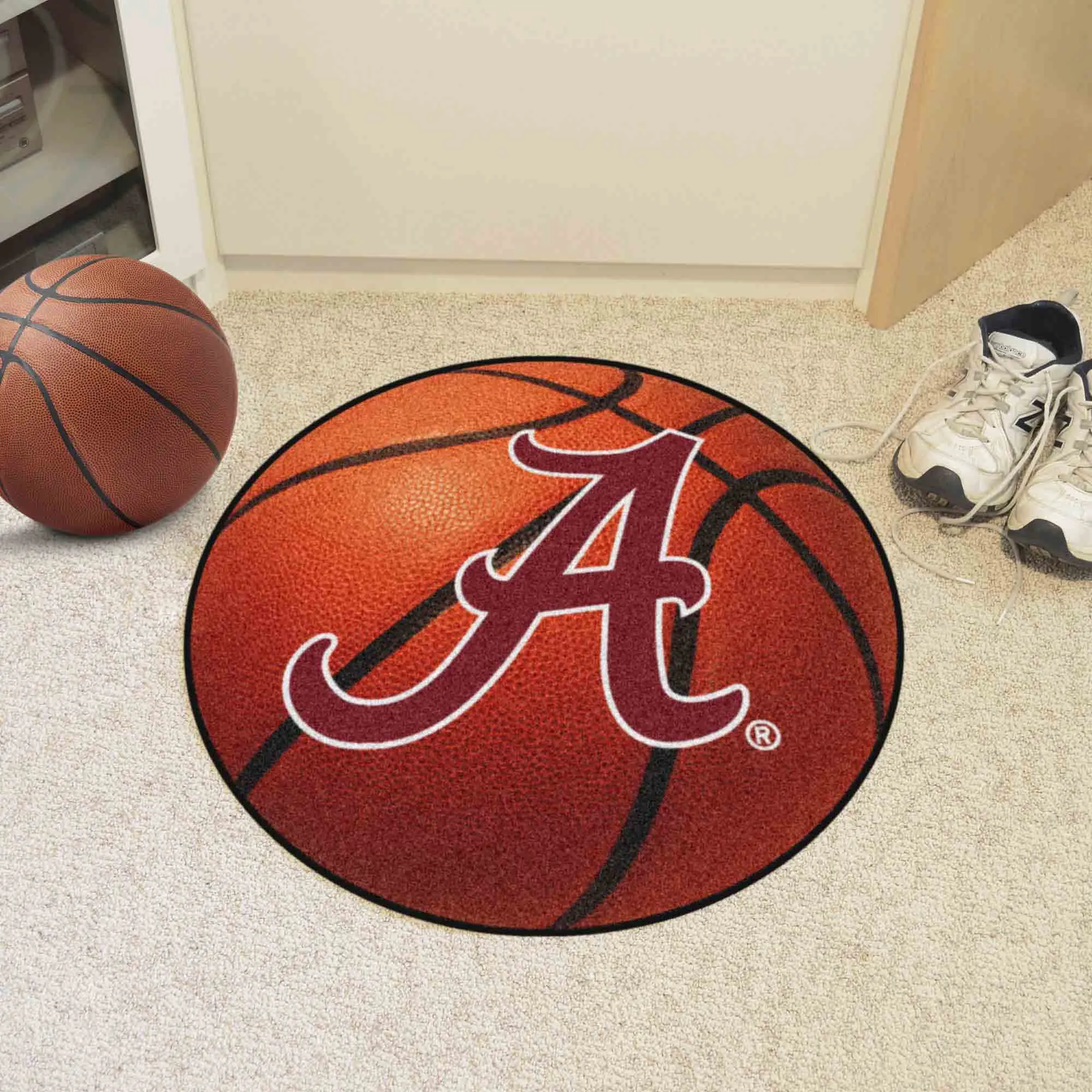 Alabama Crimson Tide Basketball Rug - 27in. Diameter, A Logo