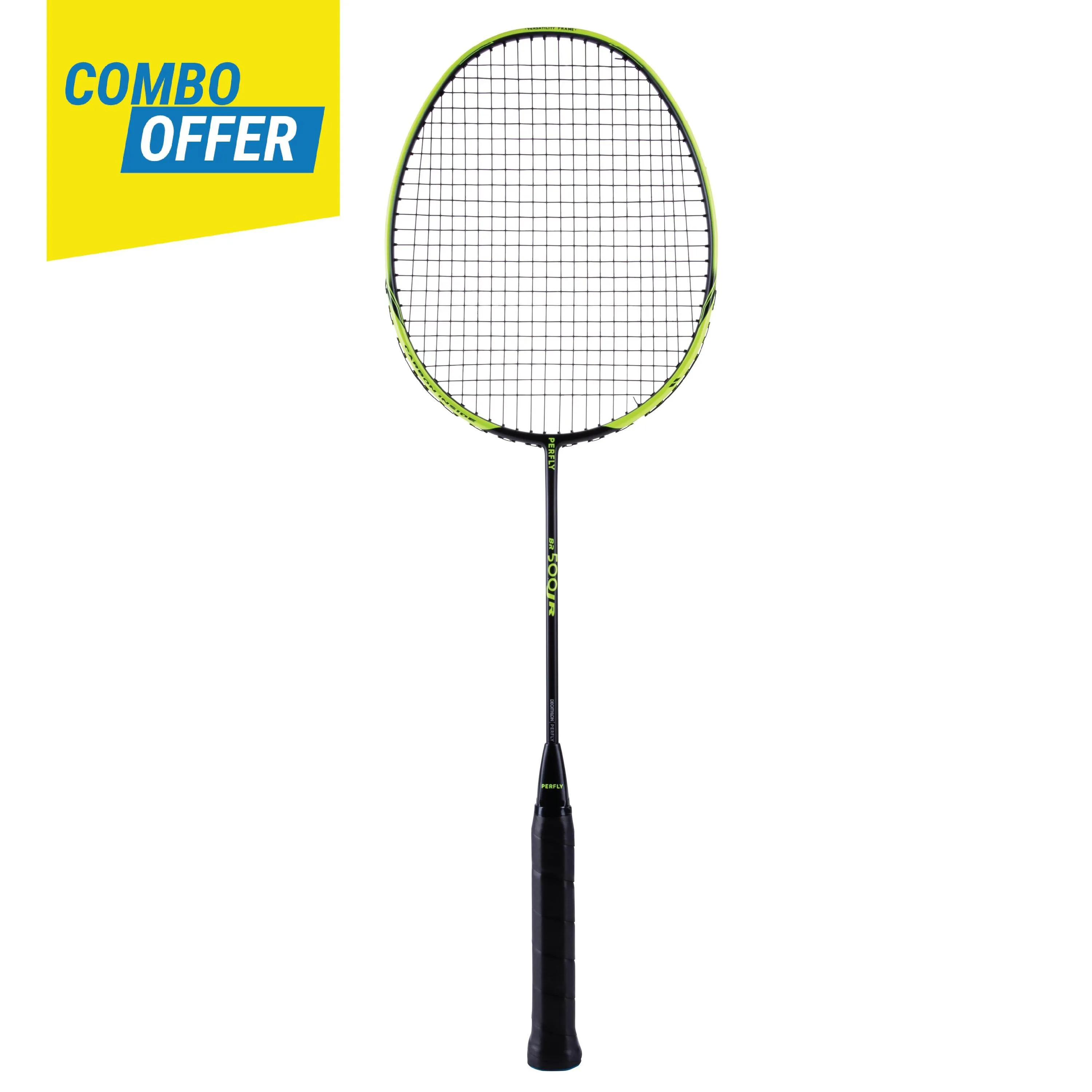 Badminton racket BR 500 children's yellow PERFLY, black/neon yellow