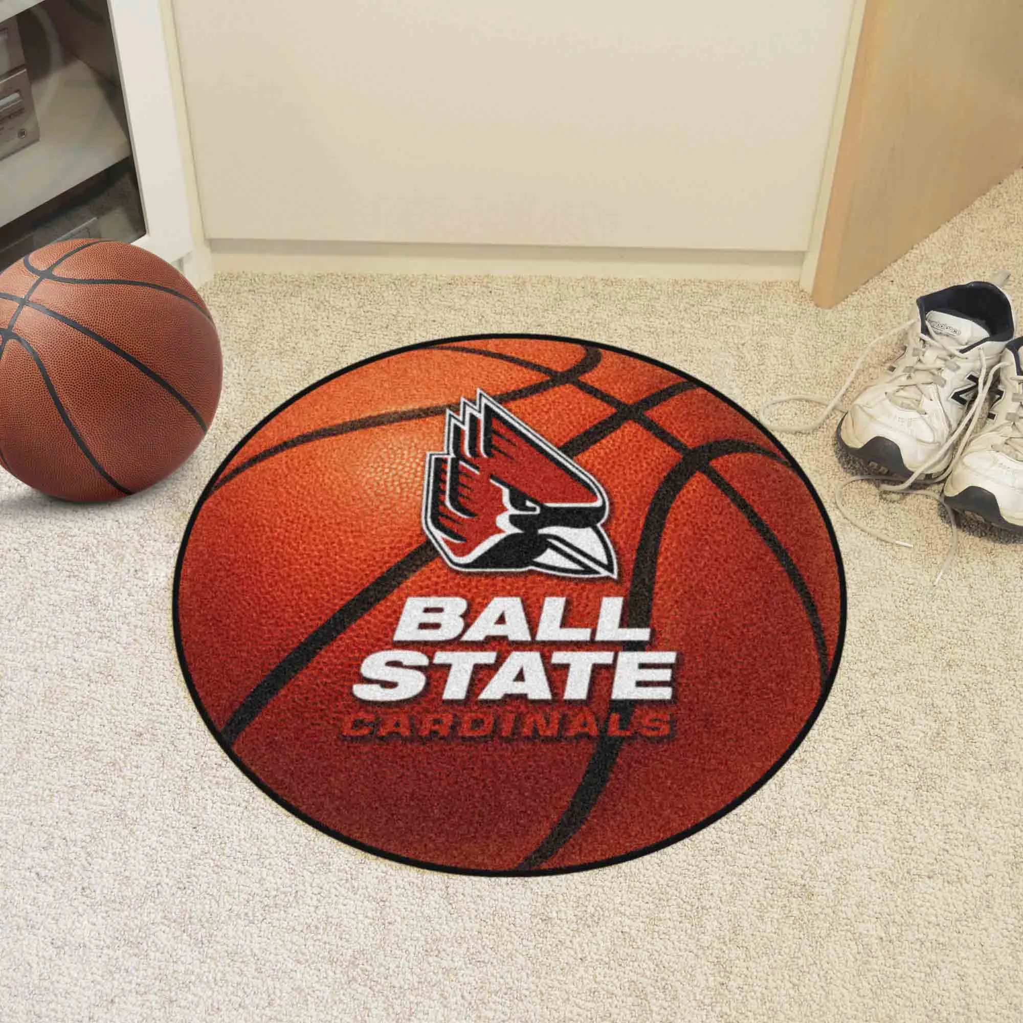 Ball State Cardinals Basketball Rug - 27in. Diameter