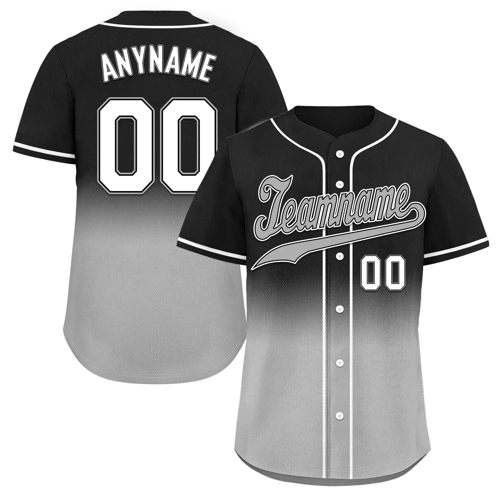 Custom Black Grey Fade Fashion Personalized Authentic Baseball Jersey BSBJ01-D0a70cf