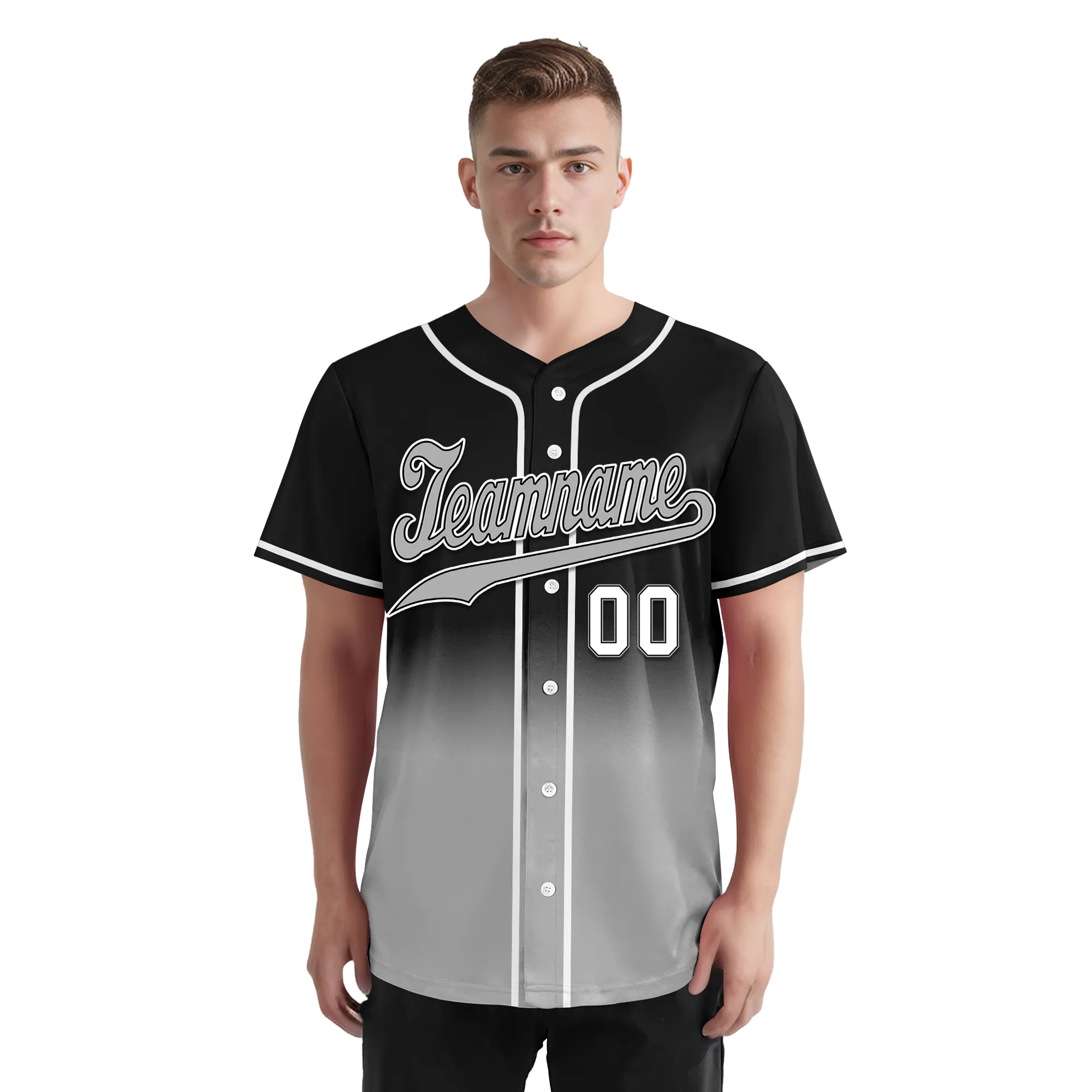 Custom Black Grey Fade Fashion Personalized Authentic Baseball Jersey BSBJ01-D0a70cf