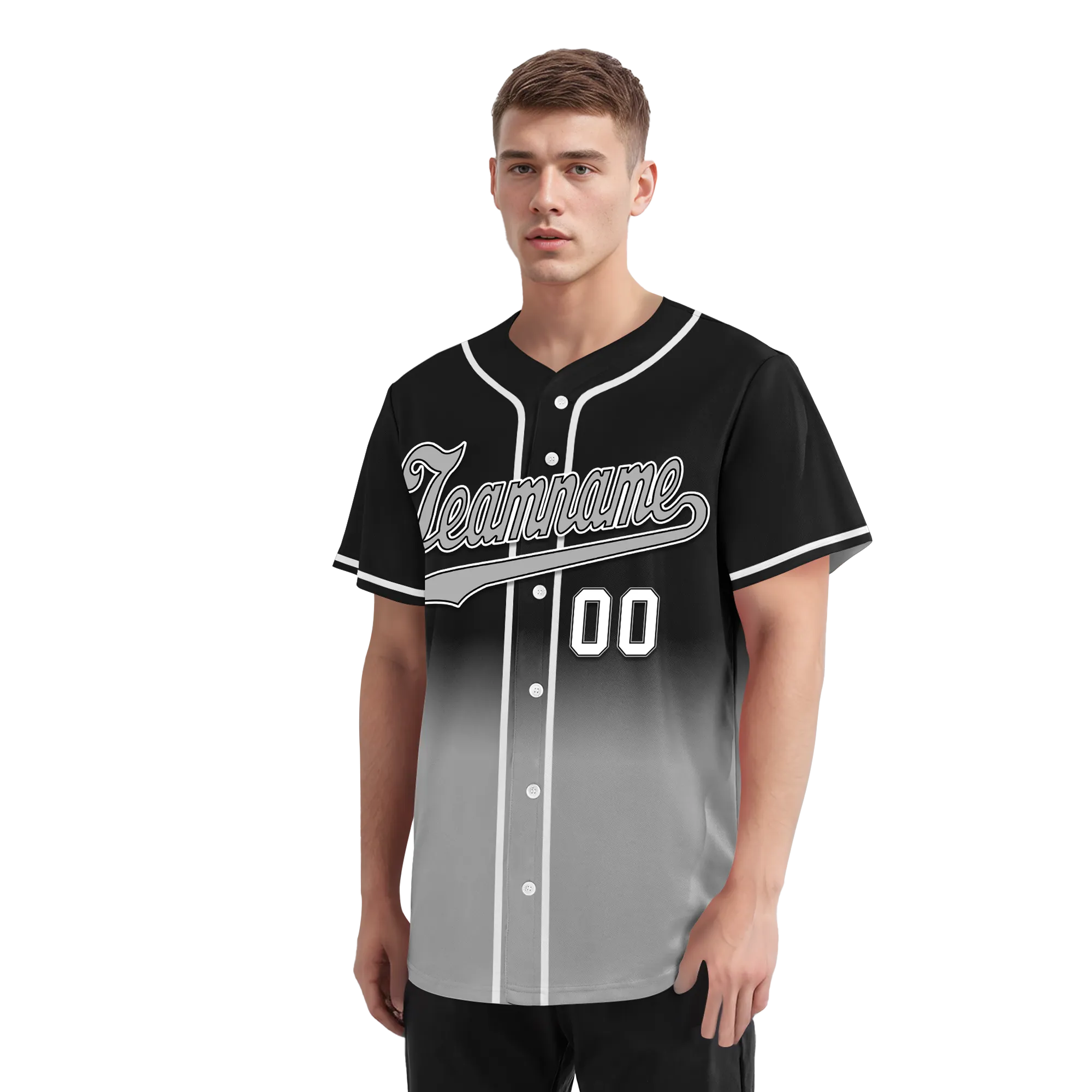 Custom Black Grey Fade Fashion Personalized Authentic Baseball Jersey BSBJ01-D0a70cf