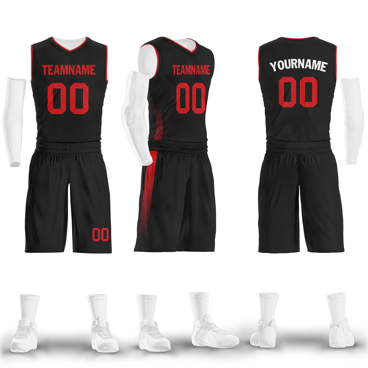 Custom Black Red Classic Style Sports Uniform Basketball Jersey BBJ01-bd0a70a8