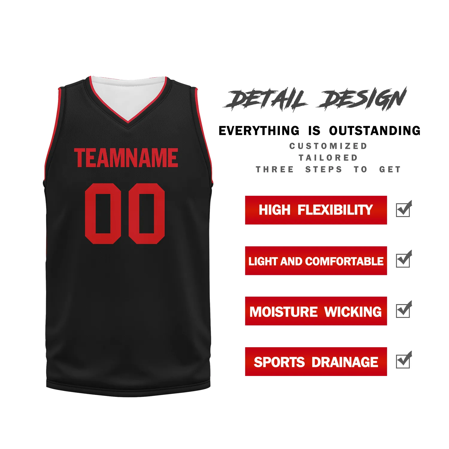 Custom Black Red Classic Style Sports Uniform Basketball Jersey BBJ01-bd0a70a8