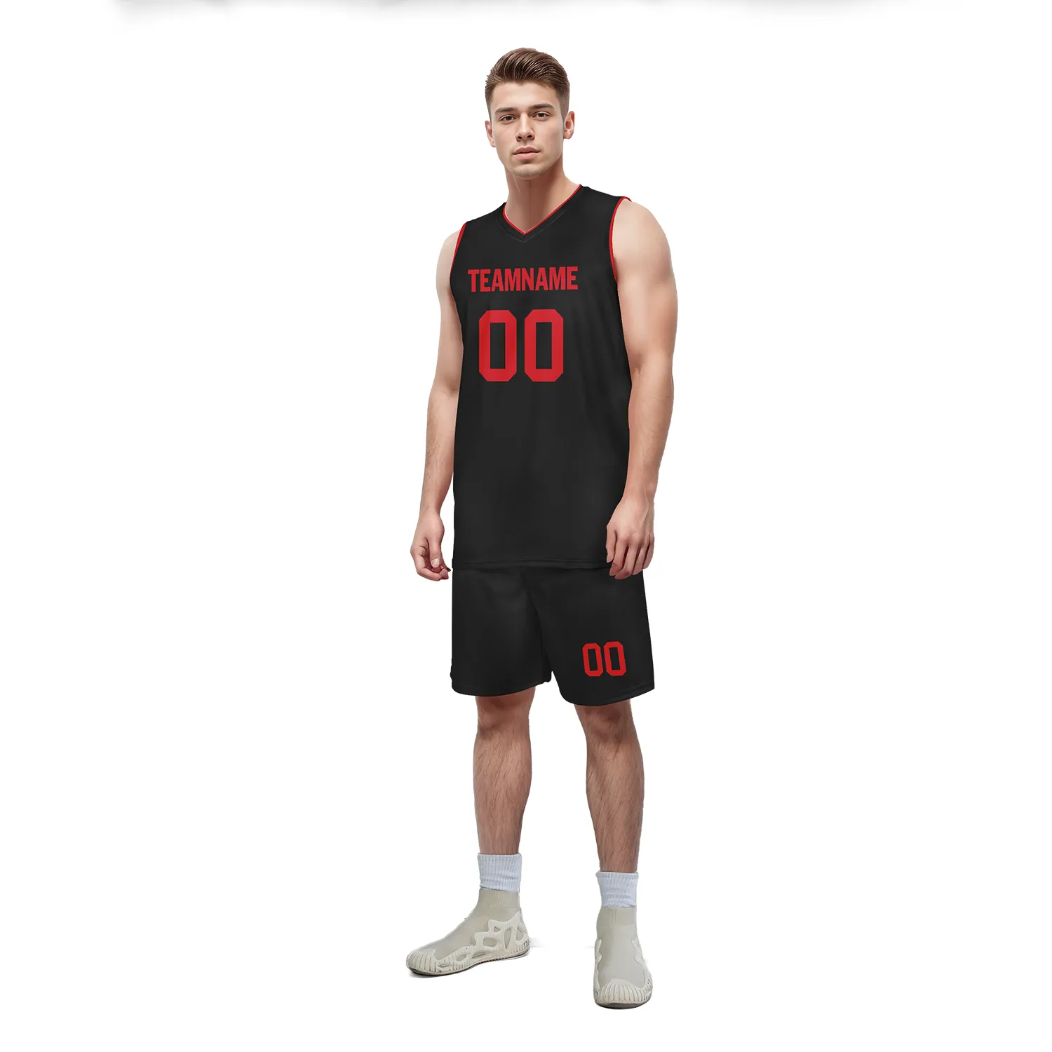 Custom Black Red Classic Style Sports Uniform Basketball Jersey BBJ01-bd0a70a8