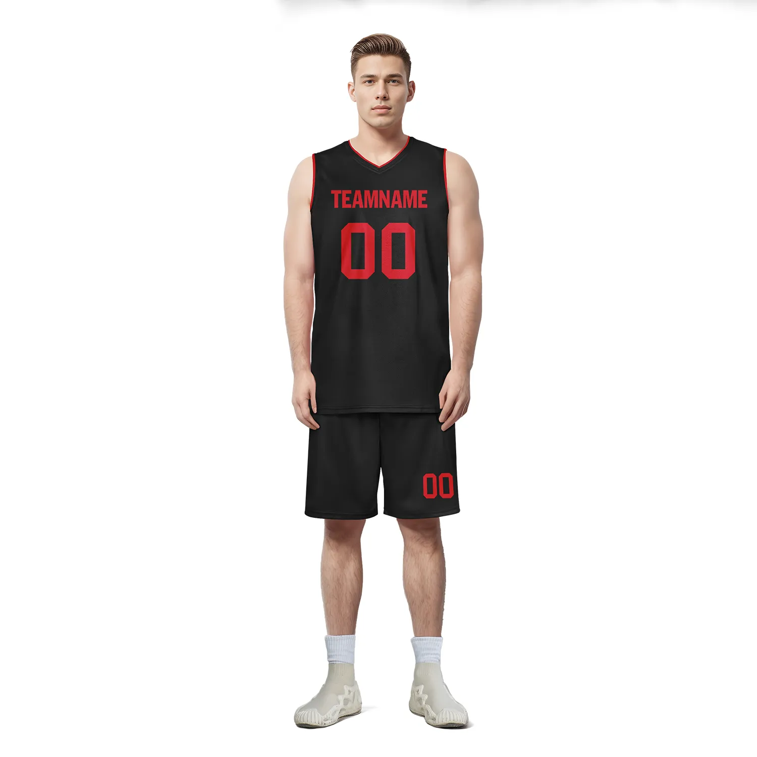 Custom Black Red Classic Style Sports Uniform Basketball Jersey BBJ01-bd0a70a8