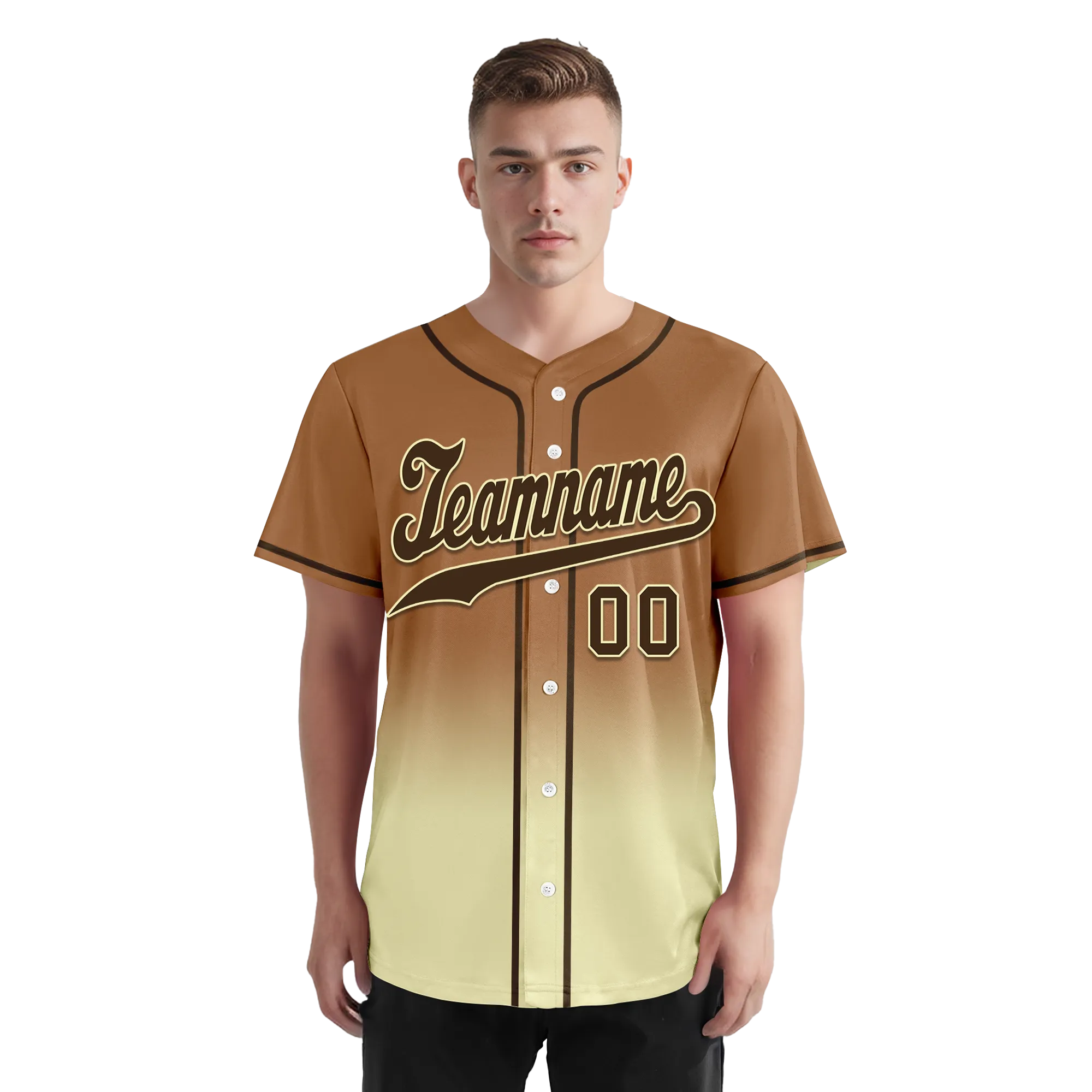 Custom Brown Yellow Fade Fashion Personalized Authentic Baseball Jersey BSBJ01-D0a70ff