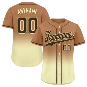 Custom Brown Yellow Fade Fashion Personalized Authentic Baseball Jersey BSBJ01-D0a70ff