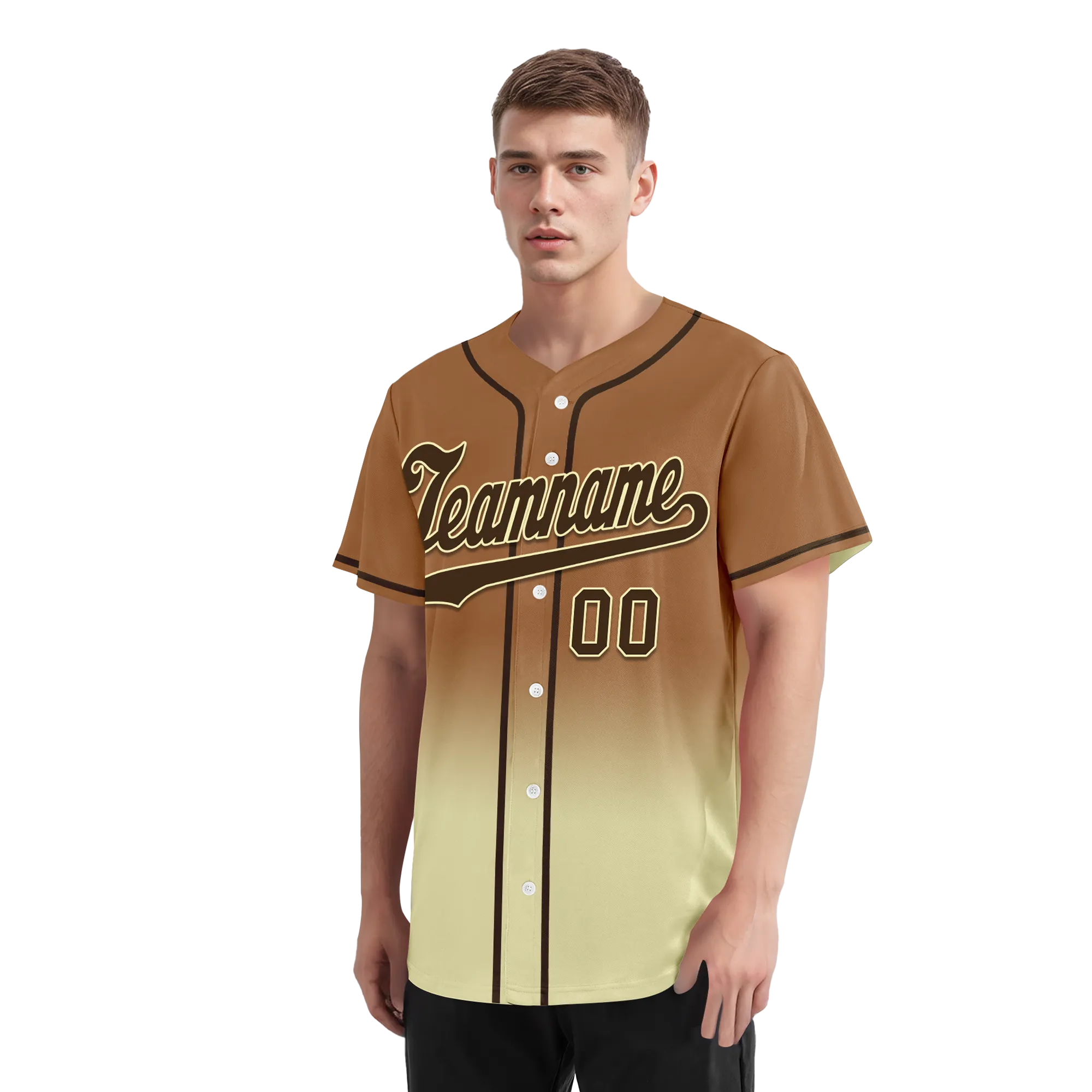 Custom Brown Yellow Fade Fashion Personalized Authentic Baseball Jersey BSBJ01-D0a70ff