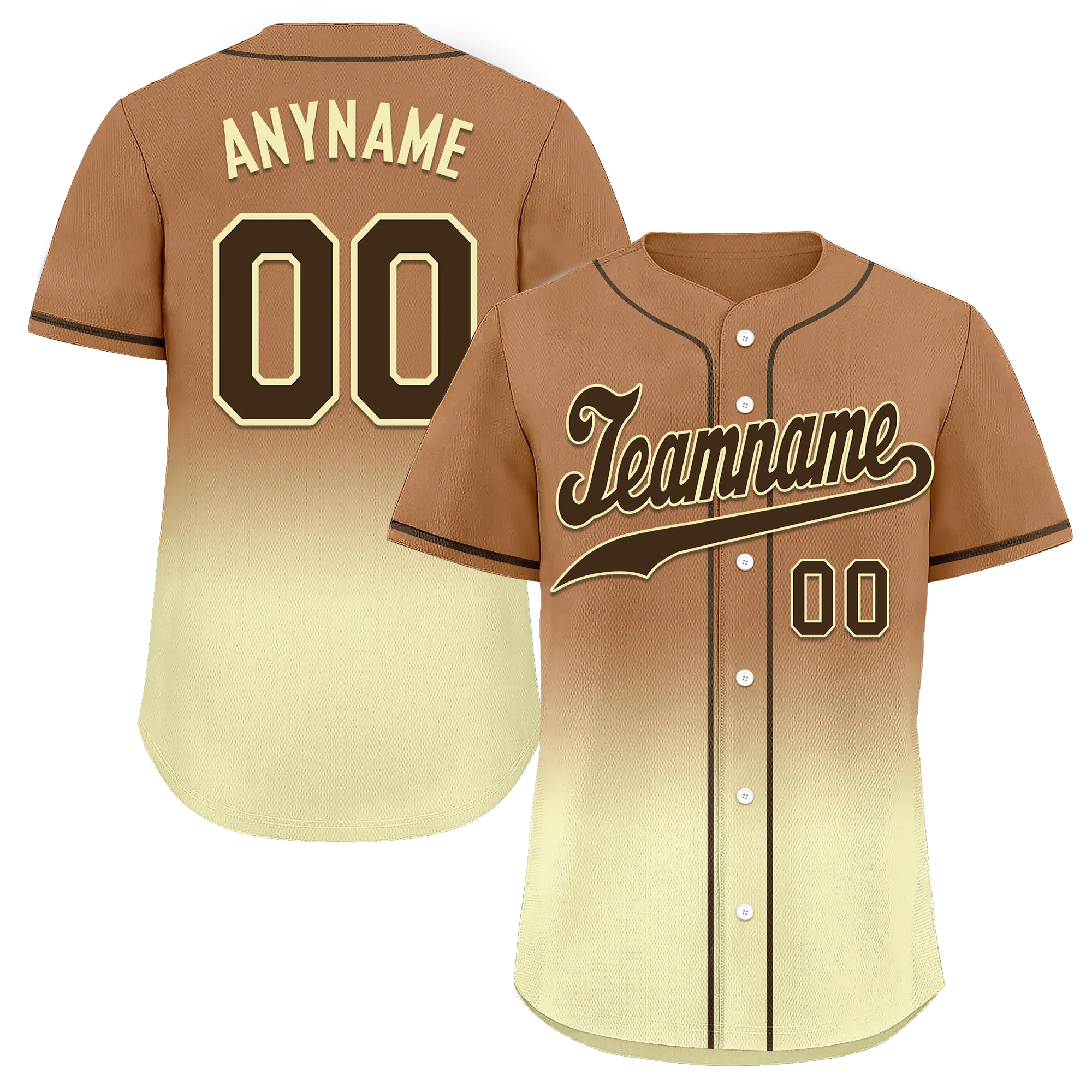 Custom Brown Yellow Fade Fashion Personalized Authentic Baseball Jersey BSBJ01-D0a70ff