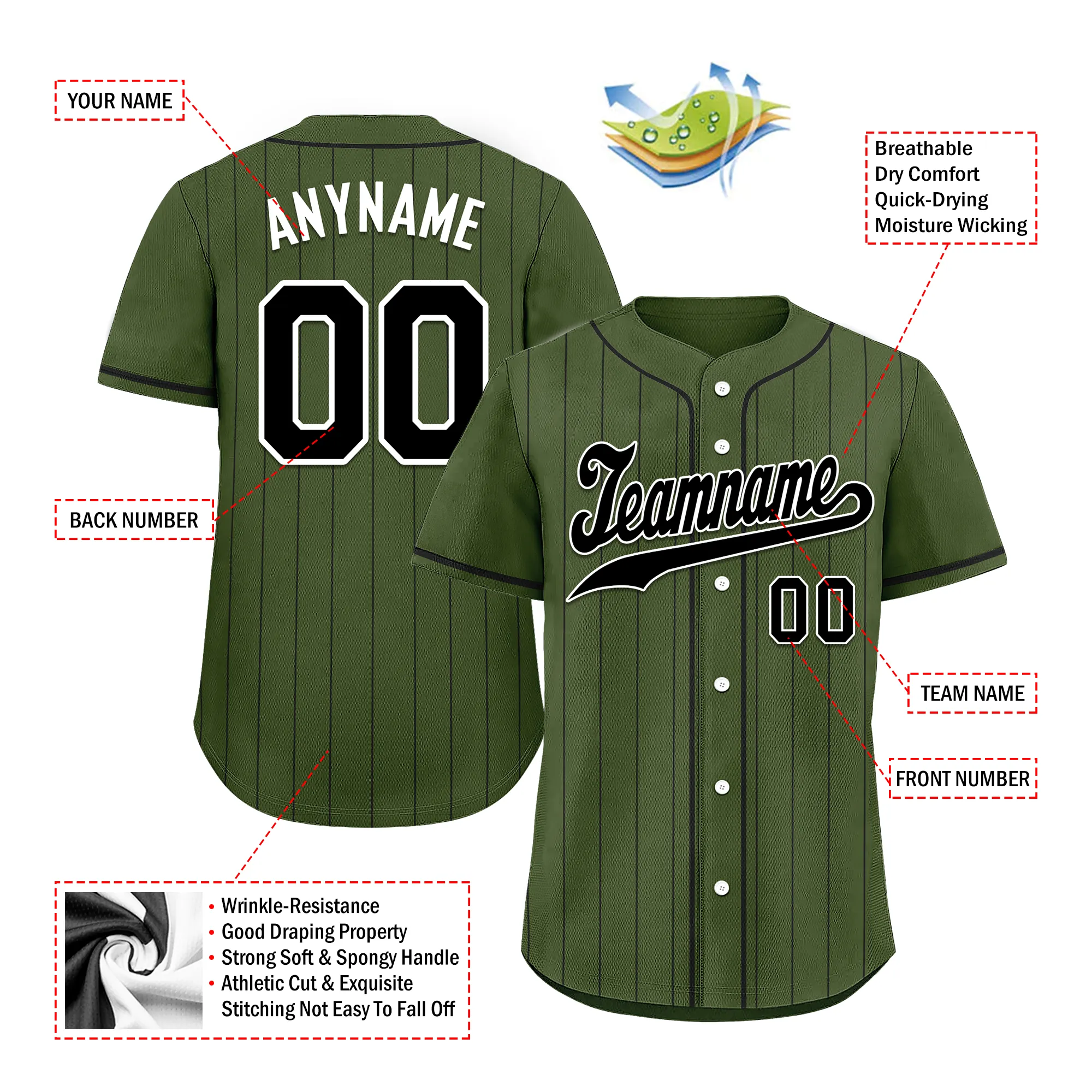 Custom Green Stripe Fashion Personalized Authentic Baseball Jersey BSBJ01-D017257