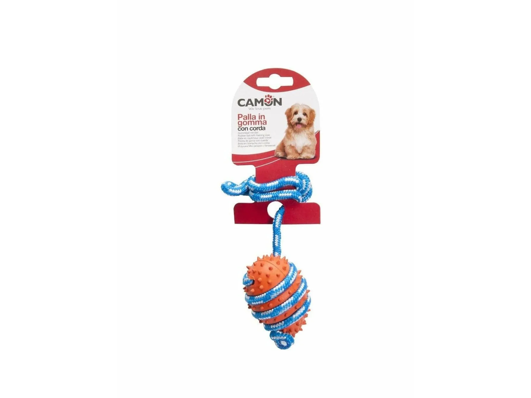 Dog toy - Rubber ball with rope