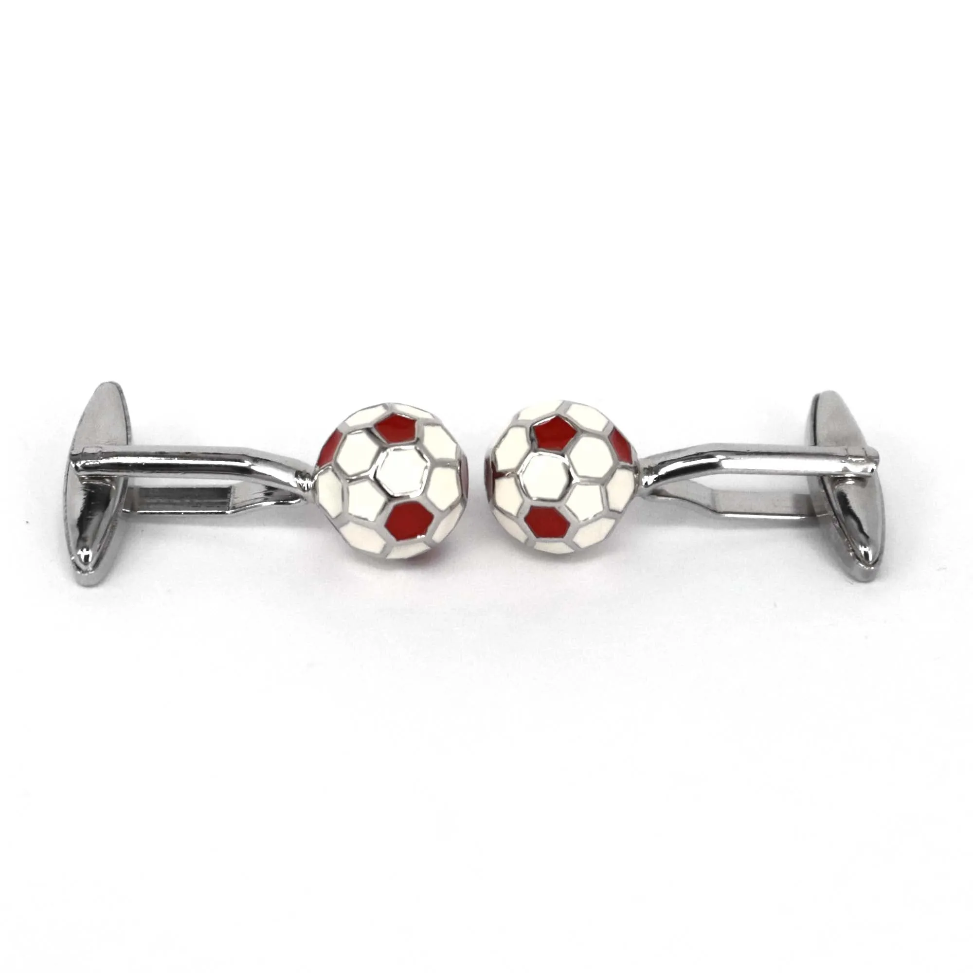 Football Cufflinks (Online Exclusive) Red white Silver