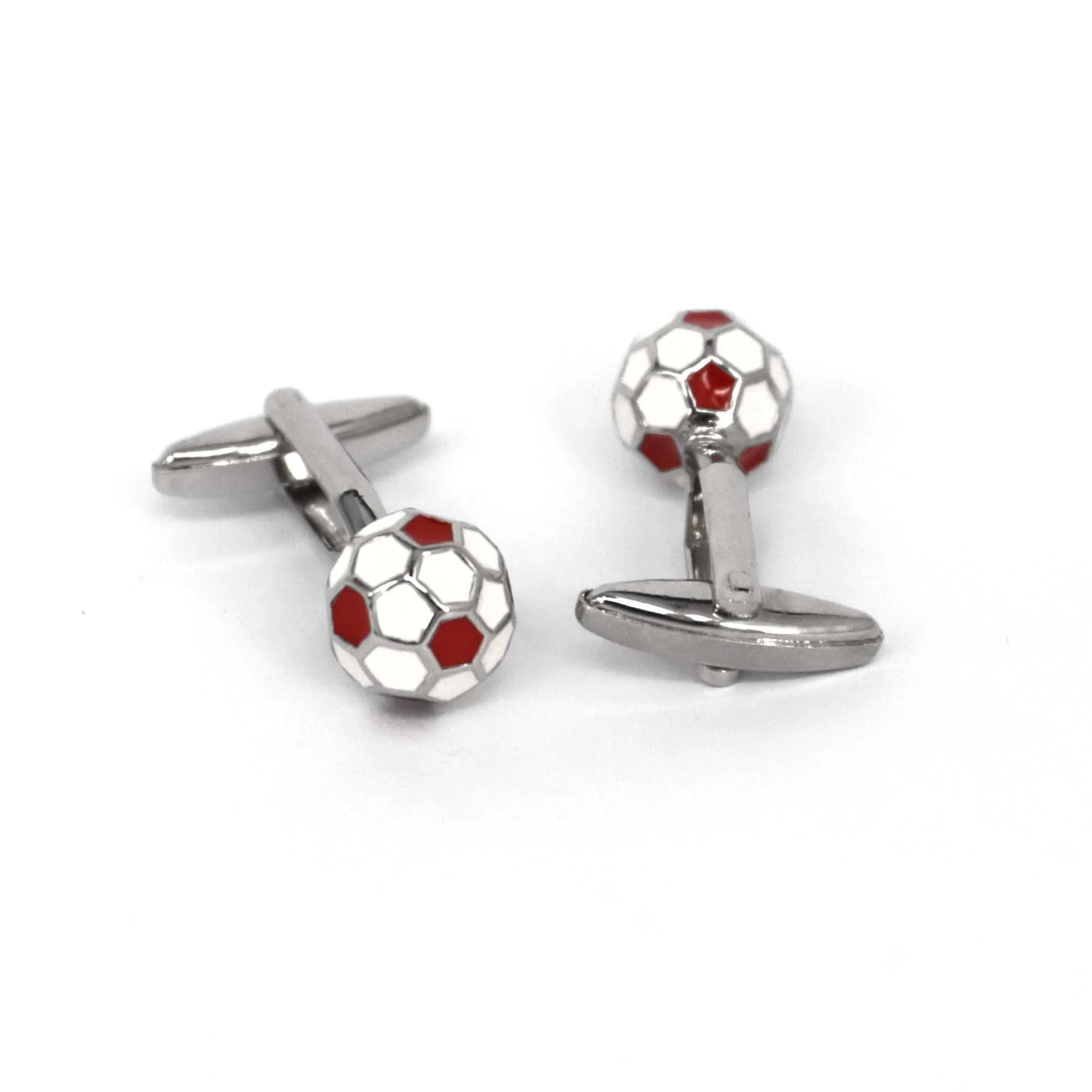 Football Cufflinks (Online Exclusive) Red white Silver