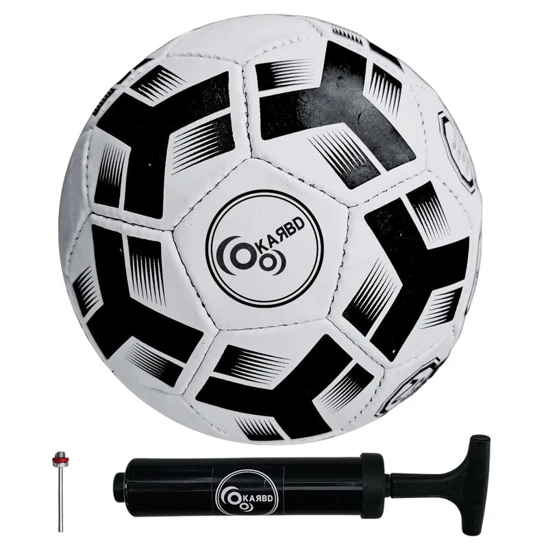 Football with Air Pump & Pin - Size 5, 32 Panel, Synthetic Rubber, Aesthetic Black & White