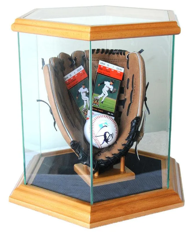 Hexagon Glass Display Case (for Basketball, Soccer Ball, Football, Baseball Glove, Helmets and more)