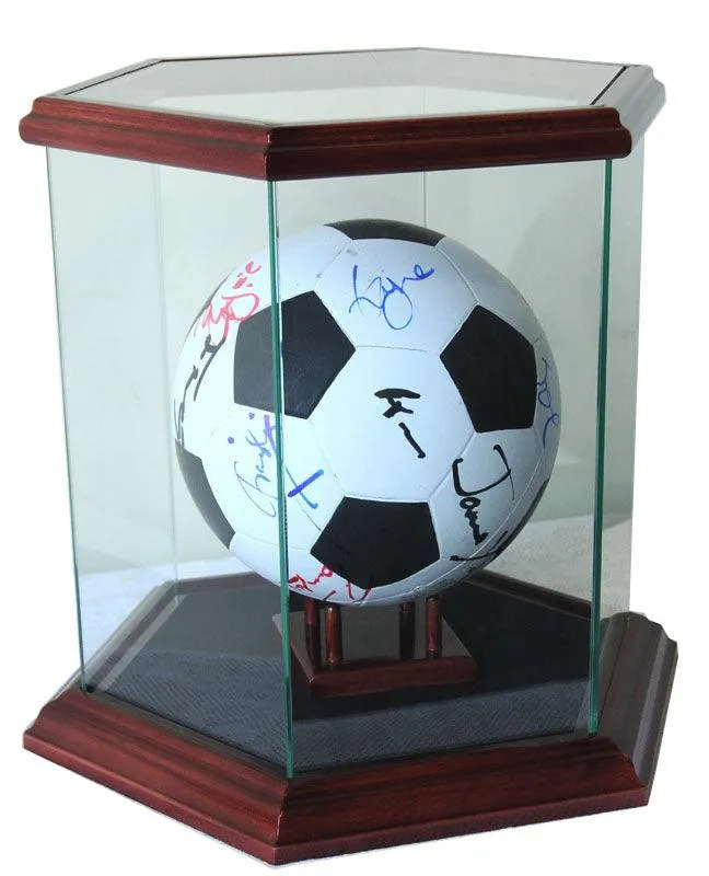 Hexagon Glass Display Case (for Basketball, Soccer Ball, Football, Baseball Glove, Helmets and more)