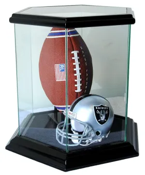 Hexagon Glass Display Case (for Basketball, Soccer Ball, Football, Baseball Glove, Helmets and more)