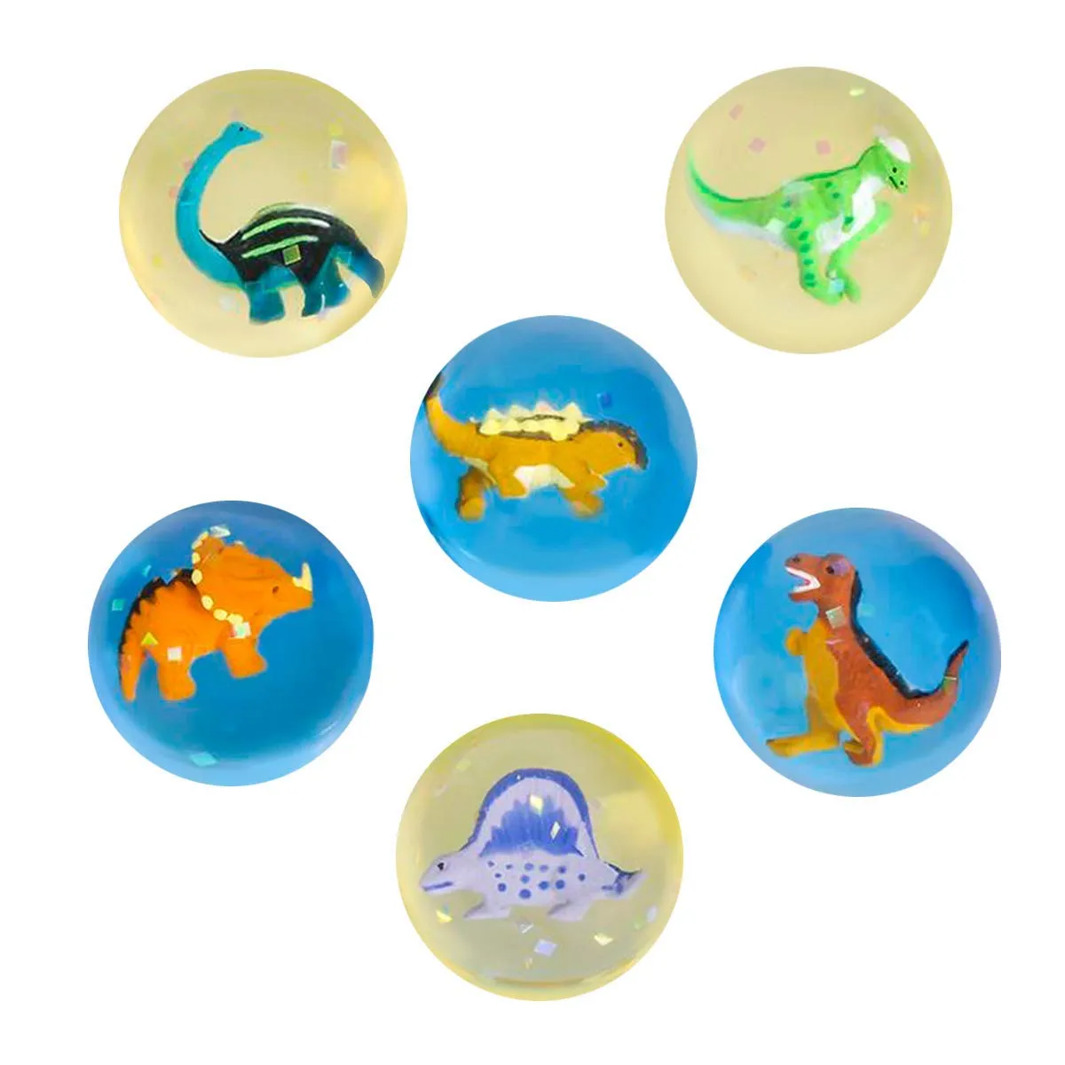 Kicko Dinosaur Hi-Bounce Ball - Pack of 6 2 Inch Bouncy Balls with Dinosaur Inside