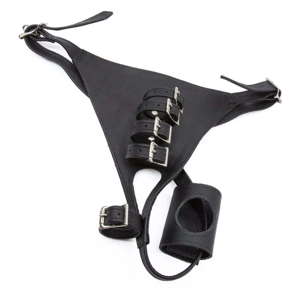 Premium Leather Male Chastity Harness with Adjustable Straps