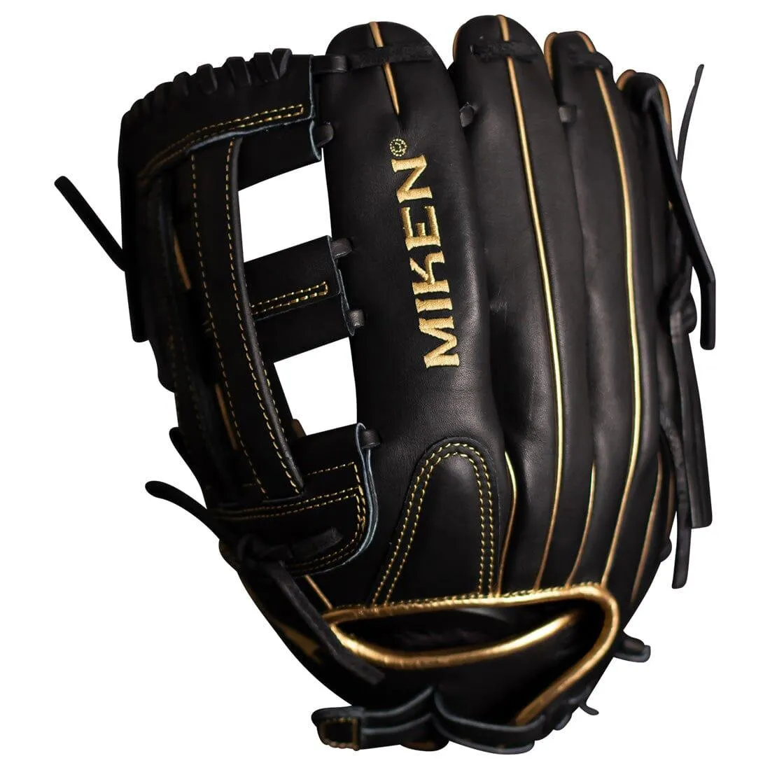 Miken Gold Pro Series 13" Black Slowpitch Softball Fielding Glove: PRO130-BG