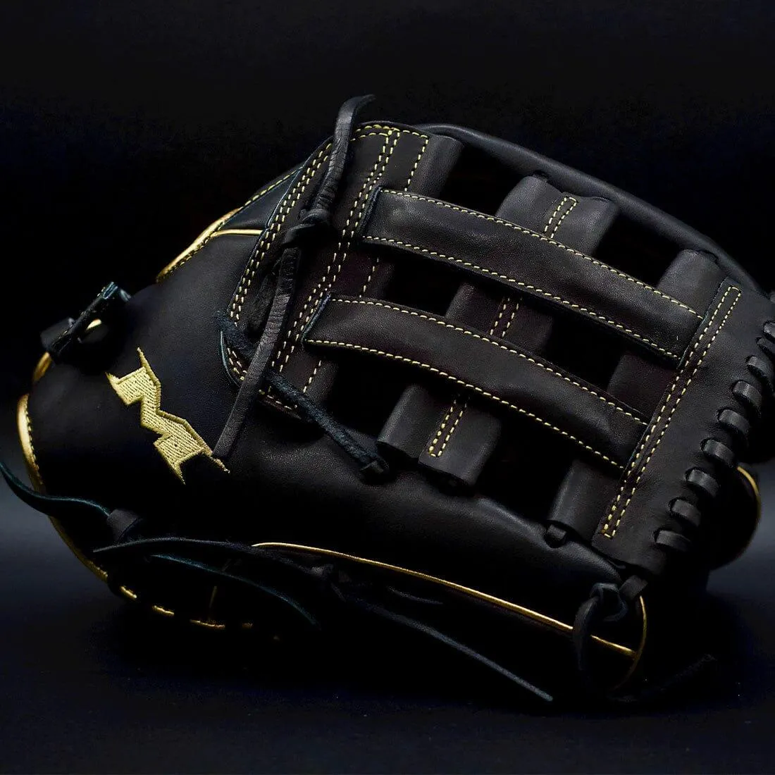 Miken Gold Pro Series 13" Black Slowpitch Softball Fielding Glove: PRO130-BG