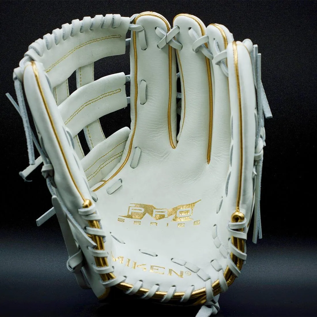 Miken Gold Pro Series 13" White Slowpitch Softball Fielding Glove: PRO130-WG