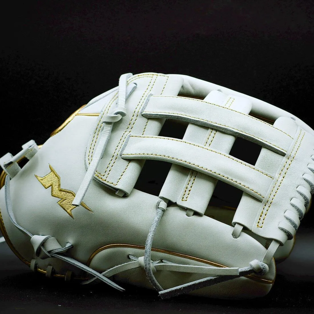 Miken Gold Pro Series 13" White Slowpitch Softball Fielding Glove: PRO130-WG