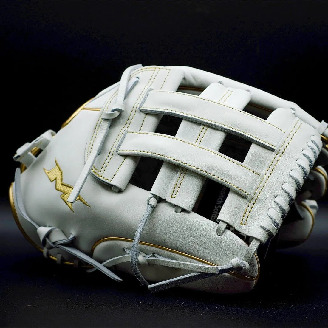 Miken Gold Pro Series 13" White Slowpitch Softball Fielding Glove: PRO130-WG