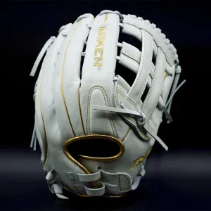 Miken Gold Pro Series 13" White Slowpitch Softball Fielding Glove: PRO130-WG