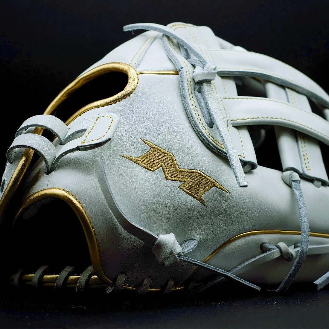 Miken Gold Pro Series 13" White Slowpitch Softball Fielding Glove: PRO130-WG