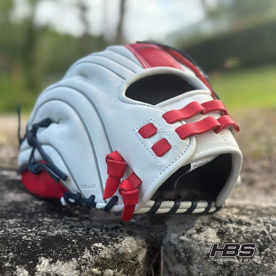 Miken Pro Series 13.5″ Slow Pitch Fielding Glove – White/Scarlet/Navy: PRO135WSN