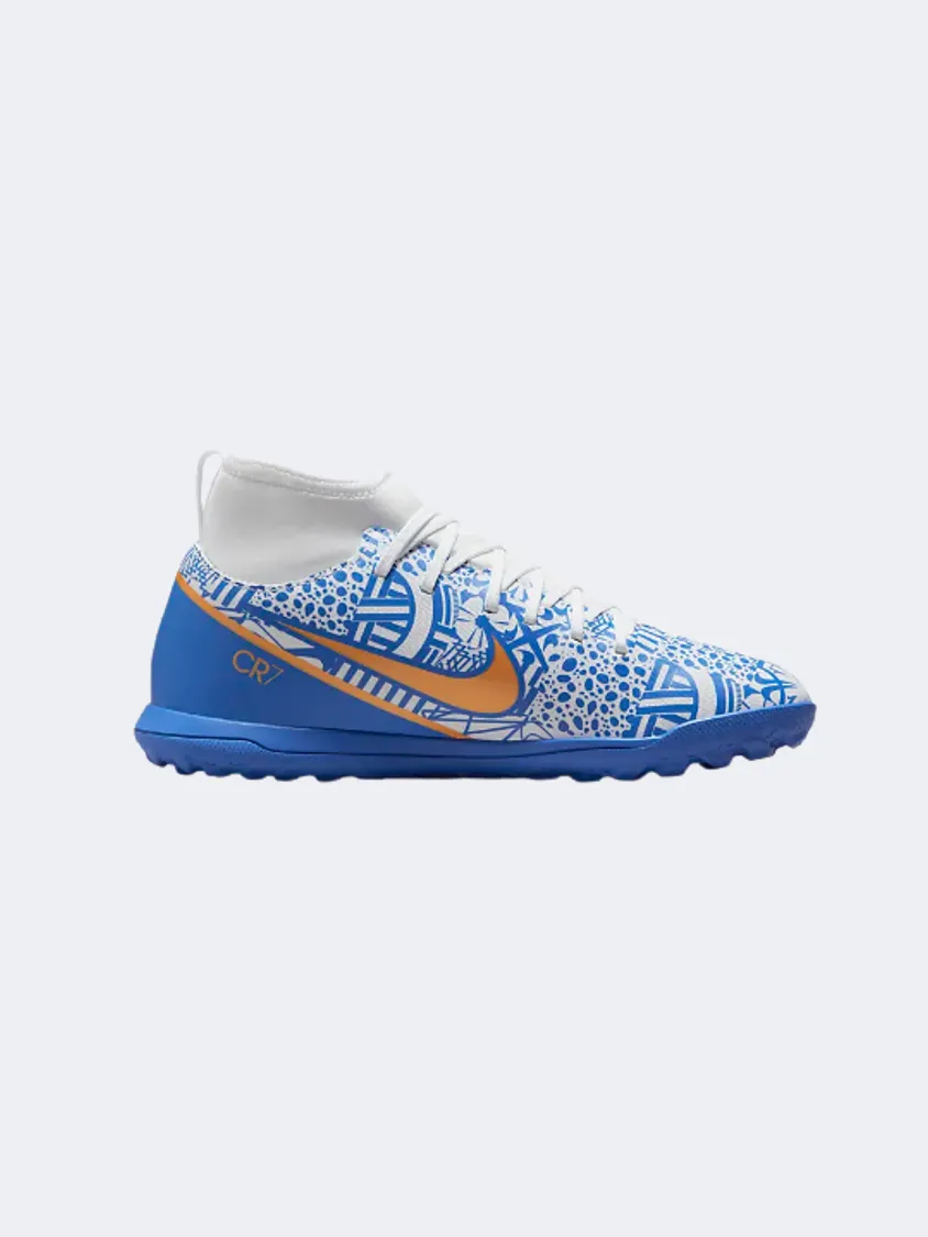 Nike Jr. Mercurial Superfly 9 Club Cr7 Boys Football Shoes White/Blue