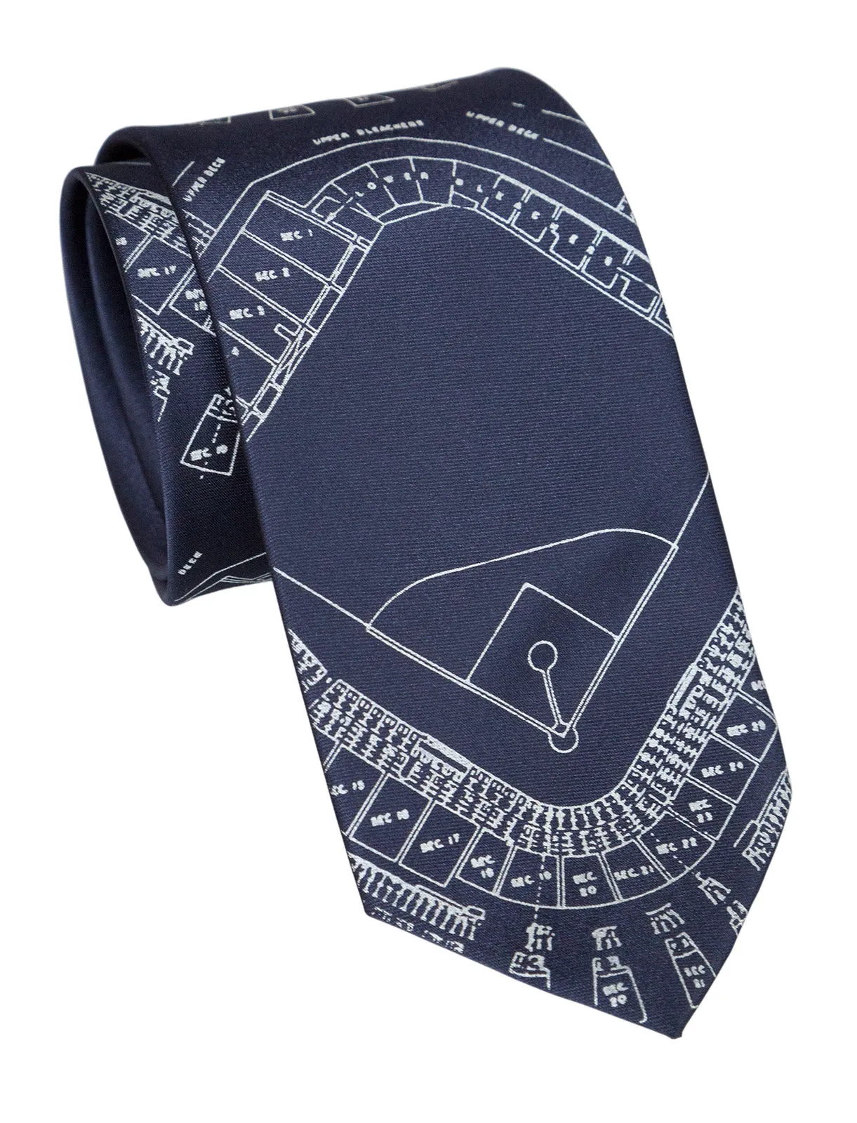 Old Tiger Stadium Blueprint Necktie, Historic Detroit Tie