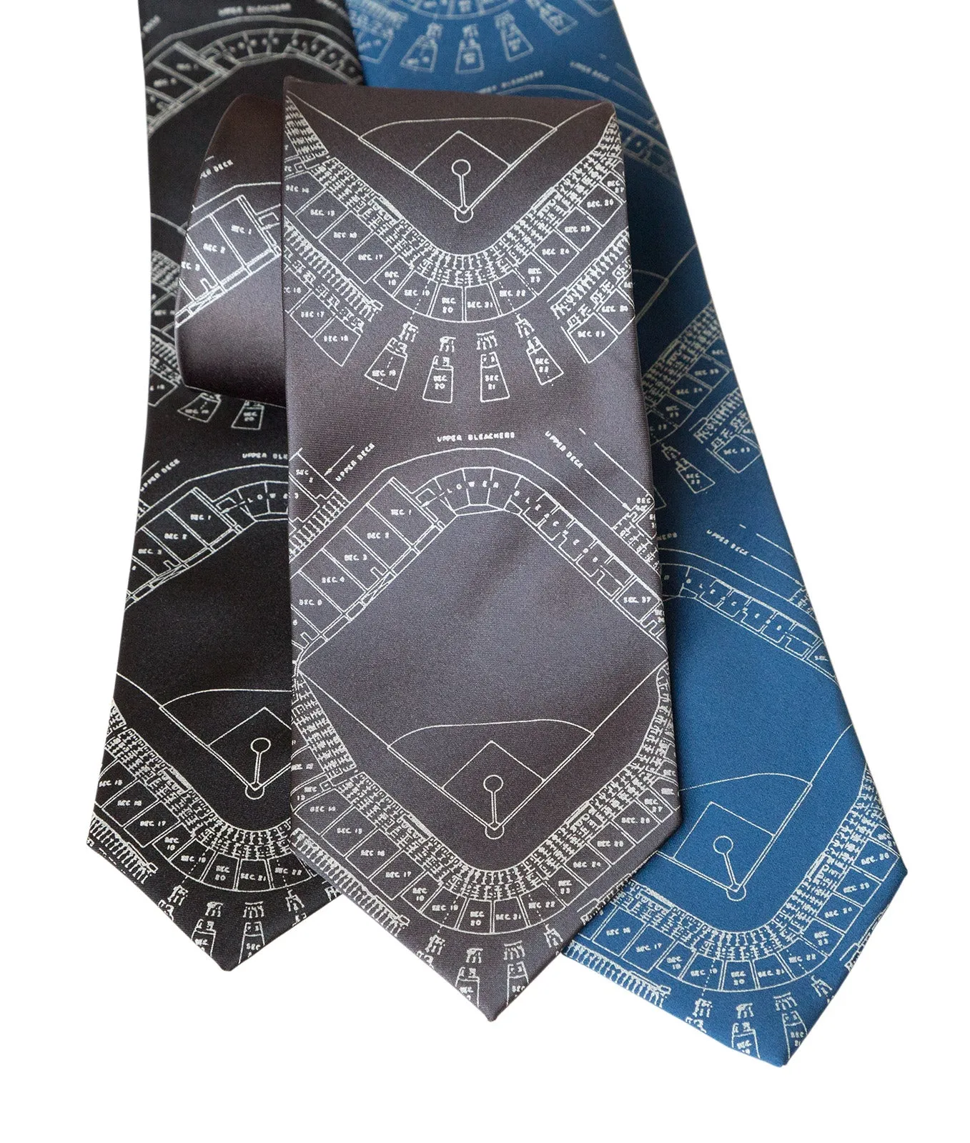 Old Tiger Stadium Blueprint Necktie, Historic Detroit Tie