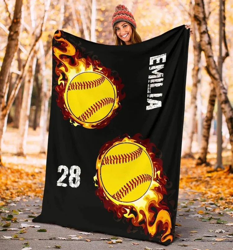 Personalized Lovely Kid Baseball Blanket for Comfort & Unique, Baseball Blanket Gift For Son Daughter From Mom Dad