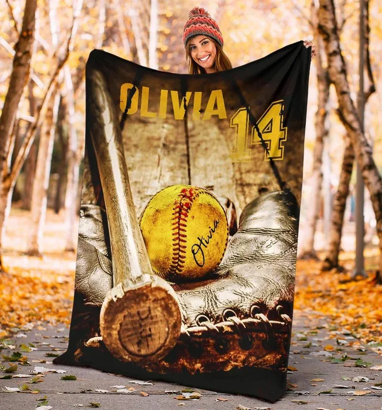 Personalized Lovely Kid Baseball Blanket for Comfort & Unique, Baseball Blanket Gift For Son Daughter From Mom Dad