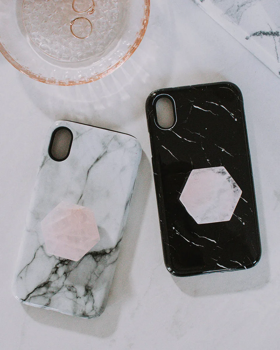 Rose Quartz White Phone Grip