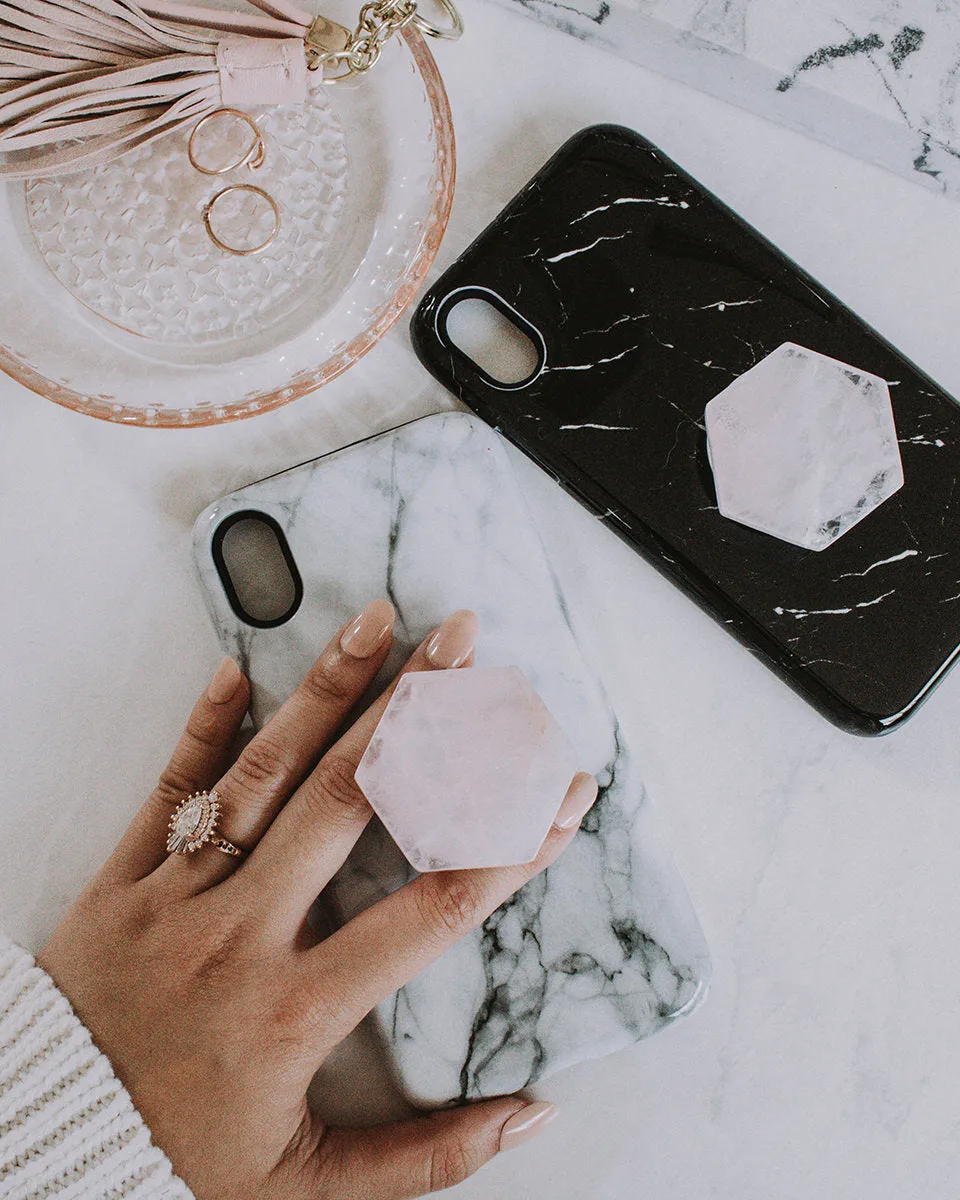 Rose Quartz White Phone Grip