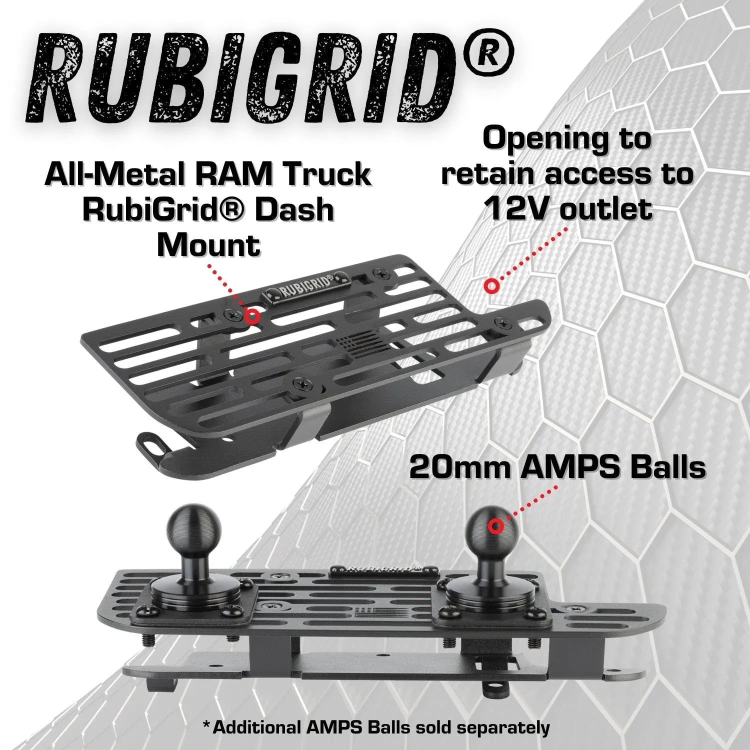 RubiGrid® V2 2019  RAM Truck 1500/2500/3500/4500/5500   TRX Dash Mount