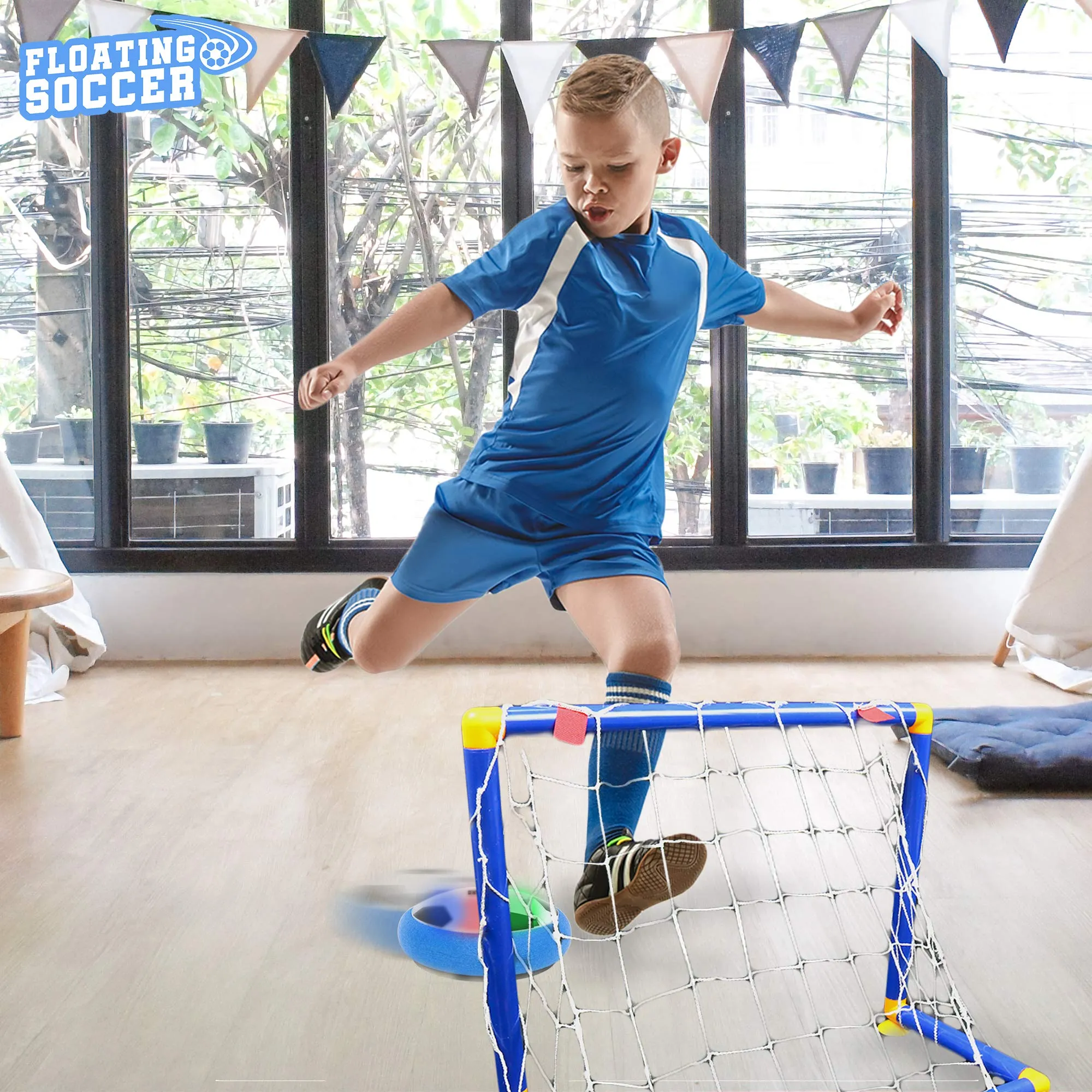 Soccer Game Indoor Sports Hover Soccer Ball with Goal Game - 1 Set